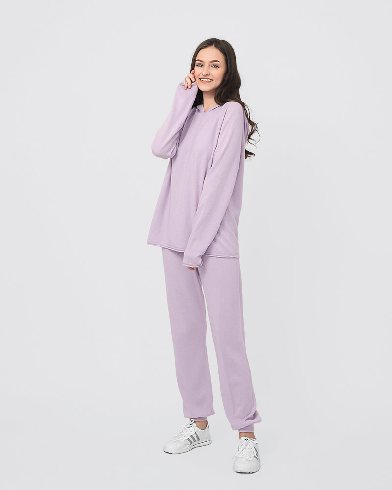 Cashmere Merino Wool Sweatshirt - Lavender - Cella & Flo 