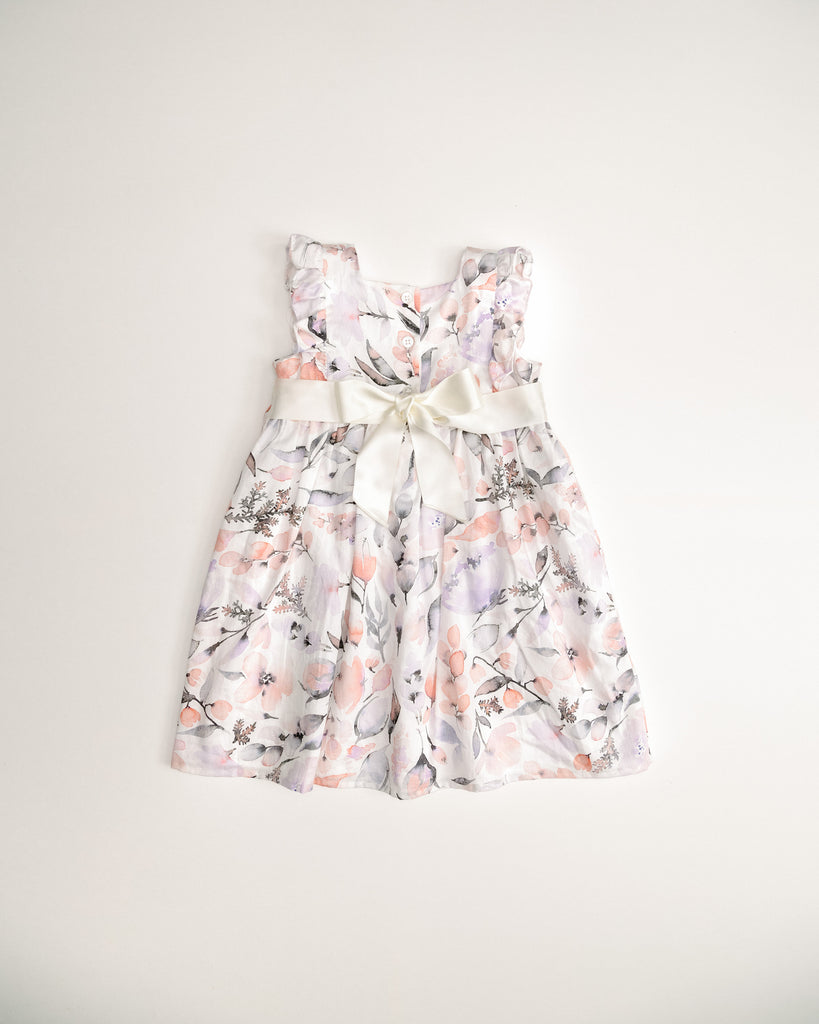 Girl's Florence Flutter Dress - Pink Floral - Cella & Flo 