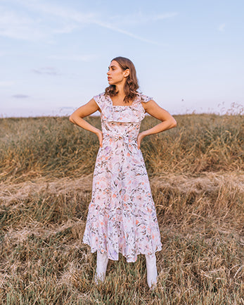 Florence Flutter Dress – Pink Floral - Cella & Flo 