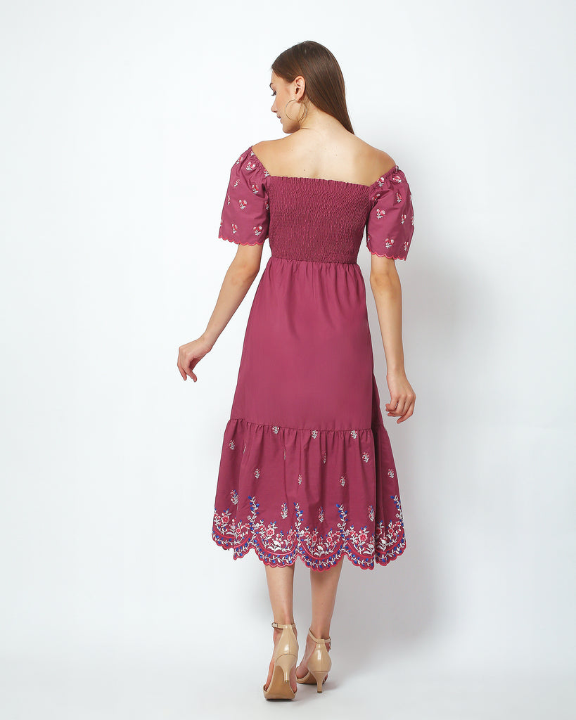 Embroidered Nursing Dress - Rose - Cella & Flo 