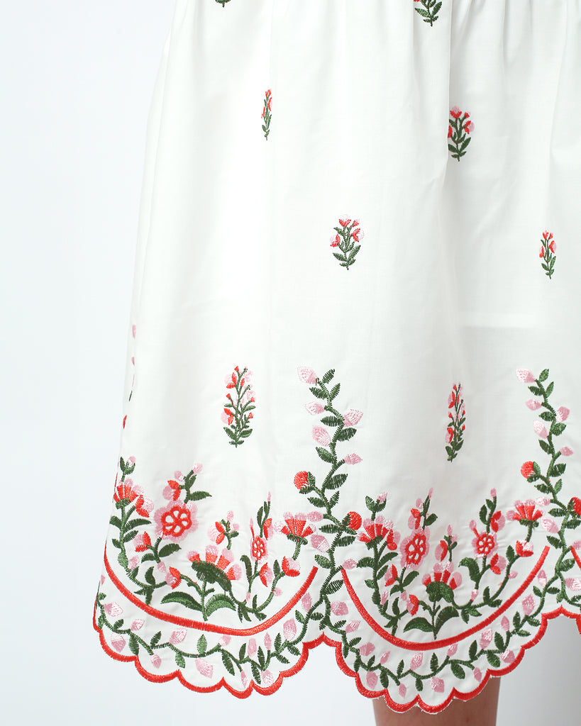 Embroidered Nursing Dress - White - Cella & Flo 